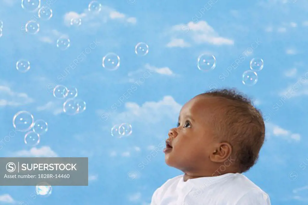 Portrait of Baby with Bubbles   