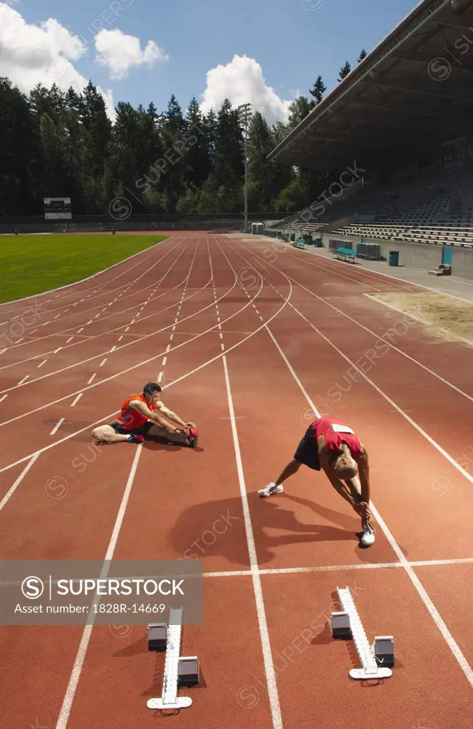 Men Stretching on Track   