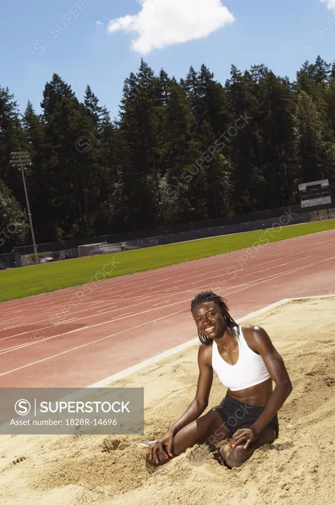 Woman in Long Jump Pit   