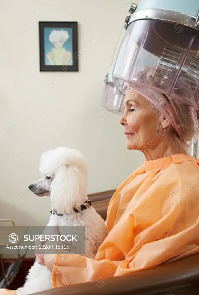 Woman in Hair Salon with Poodle   