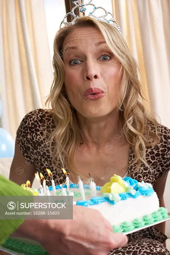 Woman Receiving Birthday Cake   