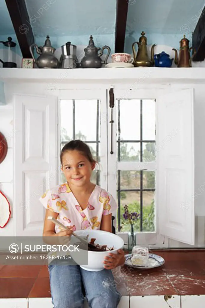 Girl with Mixing Bowl of Chocolate   
