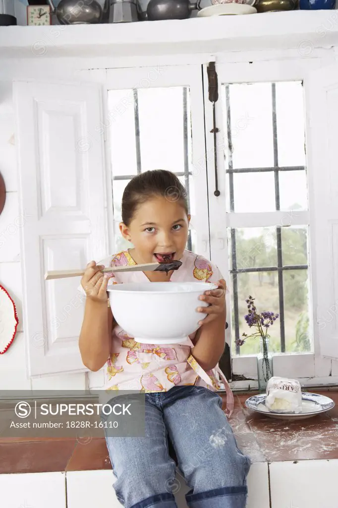 Girl with Mixing Bowl of Chocolate   