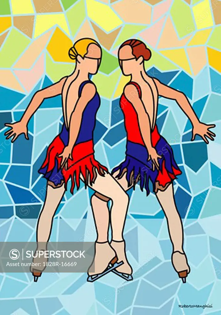 Illustration of Figure Skaters   
