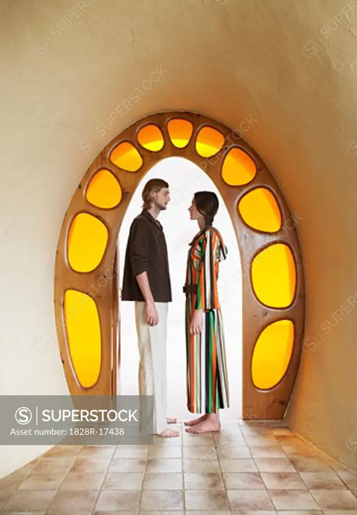 Hippie Couple in Doorway   