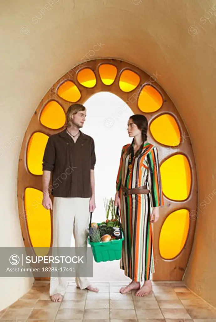 Hippie Couple in Doorway   
