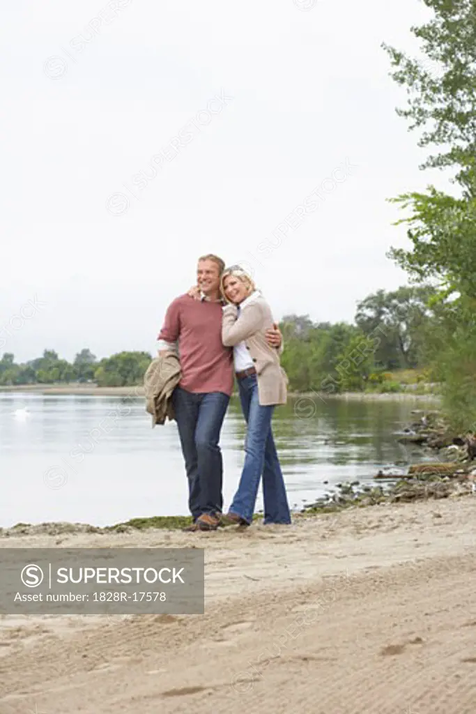 Couple Walking Outdoors, Sunnyside Park. Toronto, Ontario, Canada   