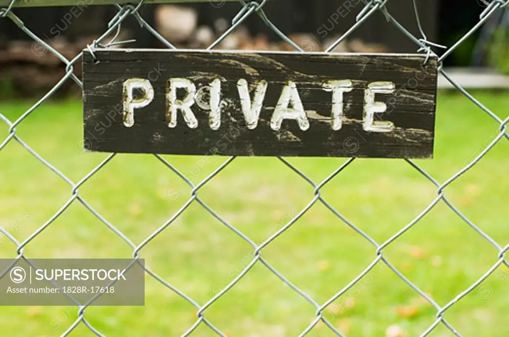 Private Sign on Fence   