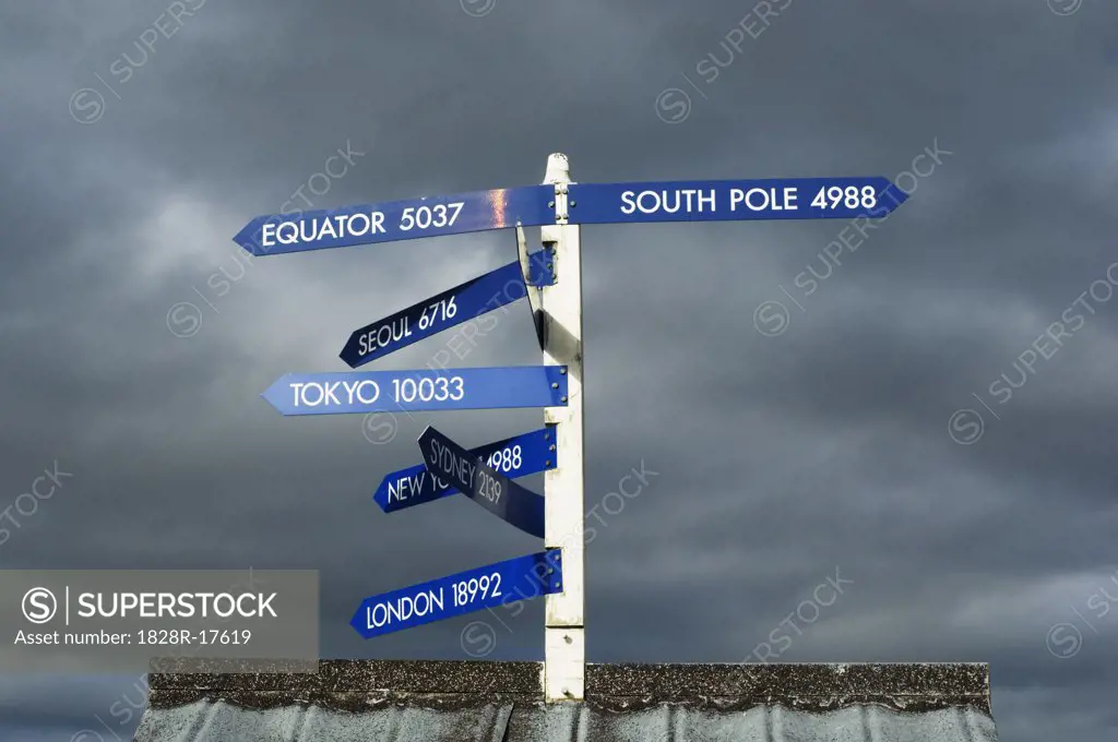 Signpost Against Stormy Sky   