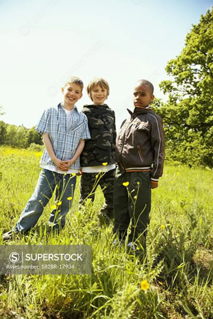 Portrait of Boys in Field   