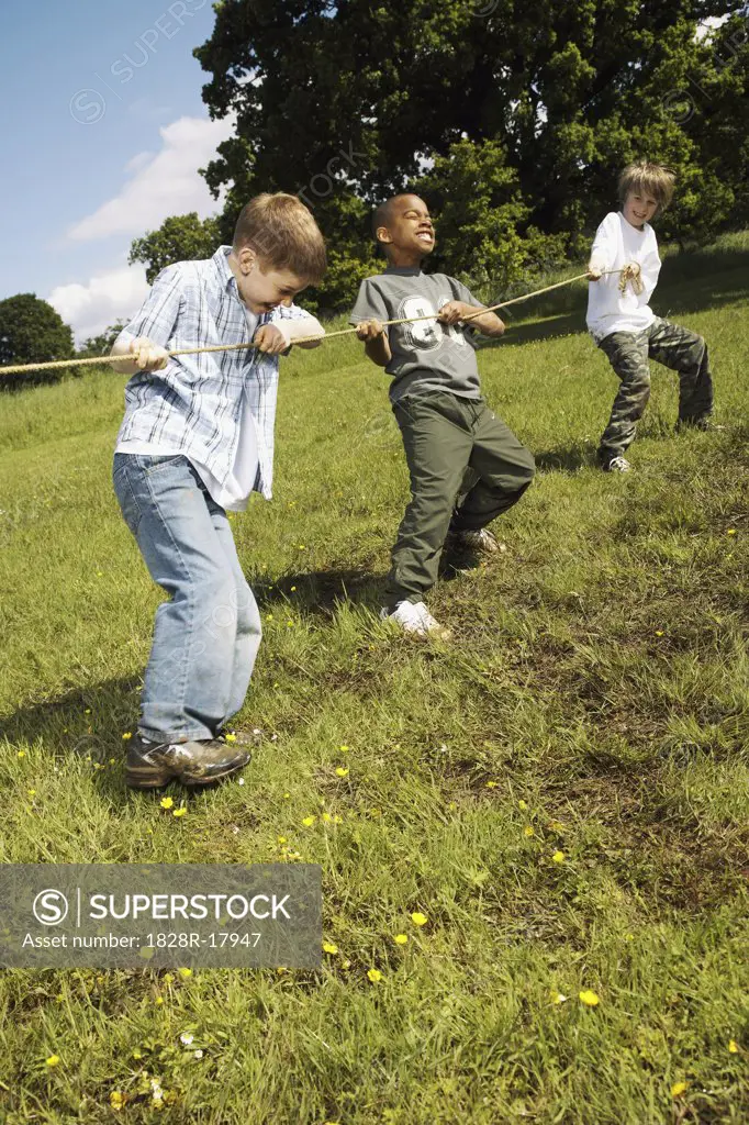 Boys Playing Tug-of-War   