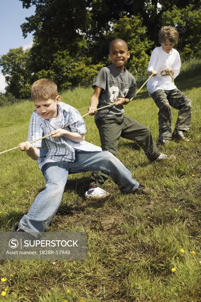 Boys Playing Tug-of-War   