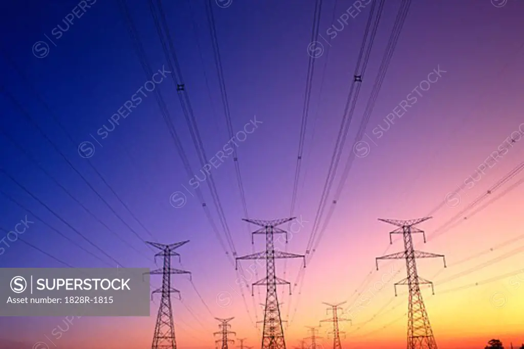 Power Lines at Sunset Markham, Ontario, Canada   