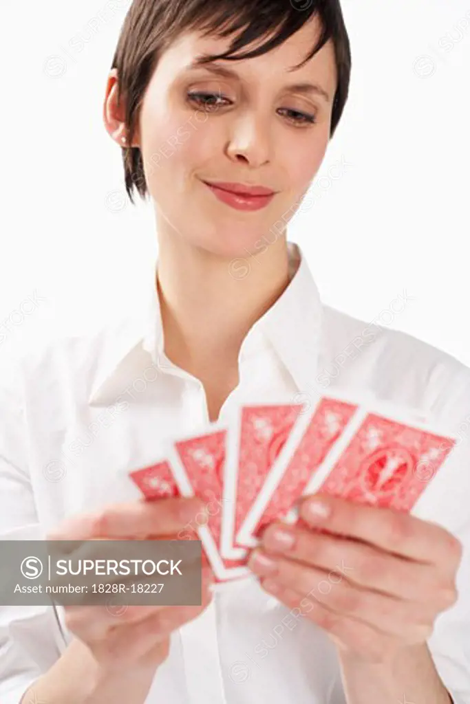 Woman Holding Cards   