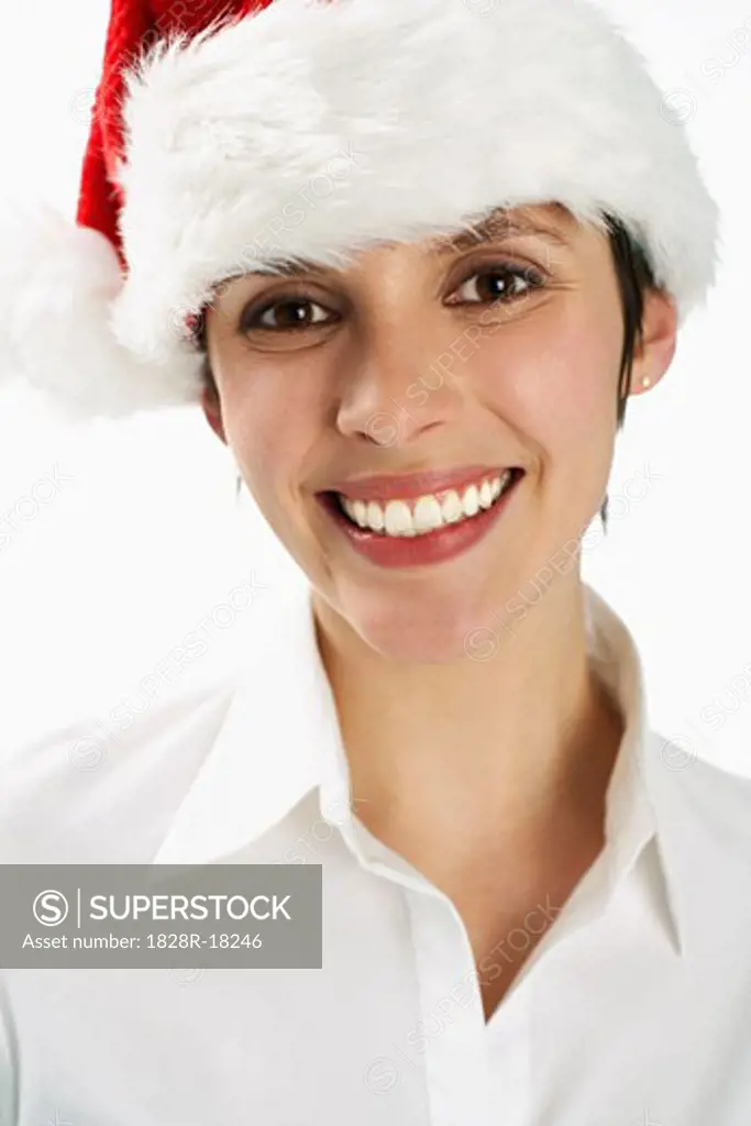 Woman Wearing Santa Hat   