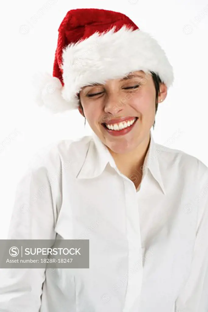 Woman Wearing Santa Hat   