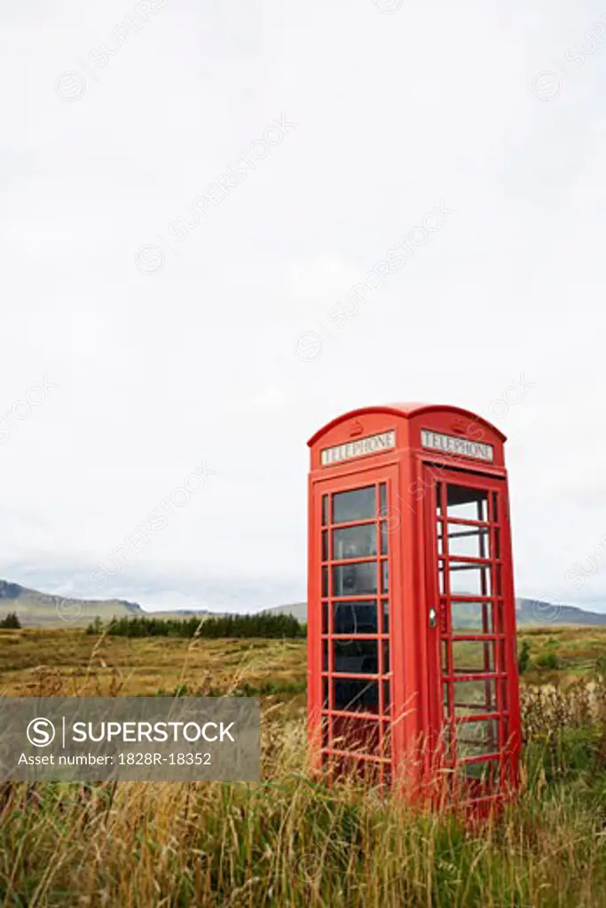 Telephone Booth in Field, Isle of Skye, Scotland   