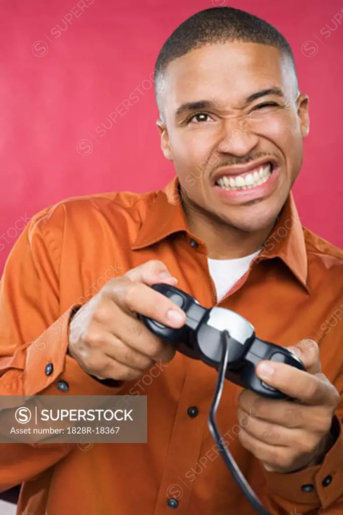 Man Playing Video Game   
