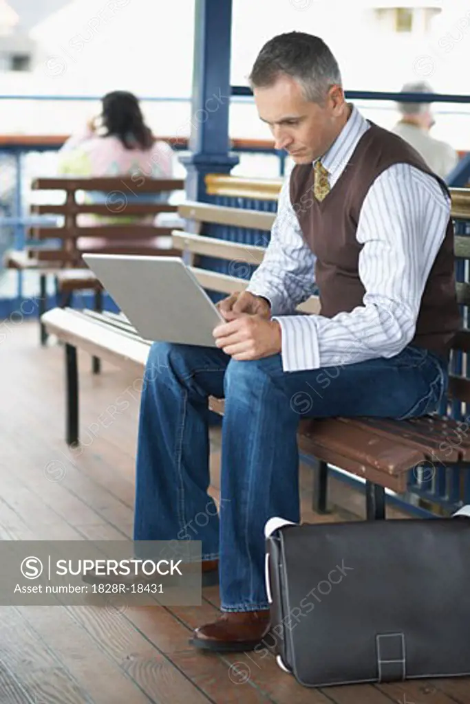 Man Using Laptop Computer   