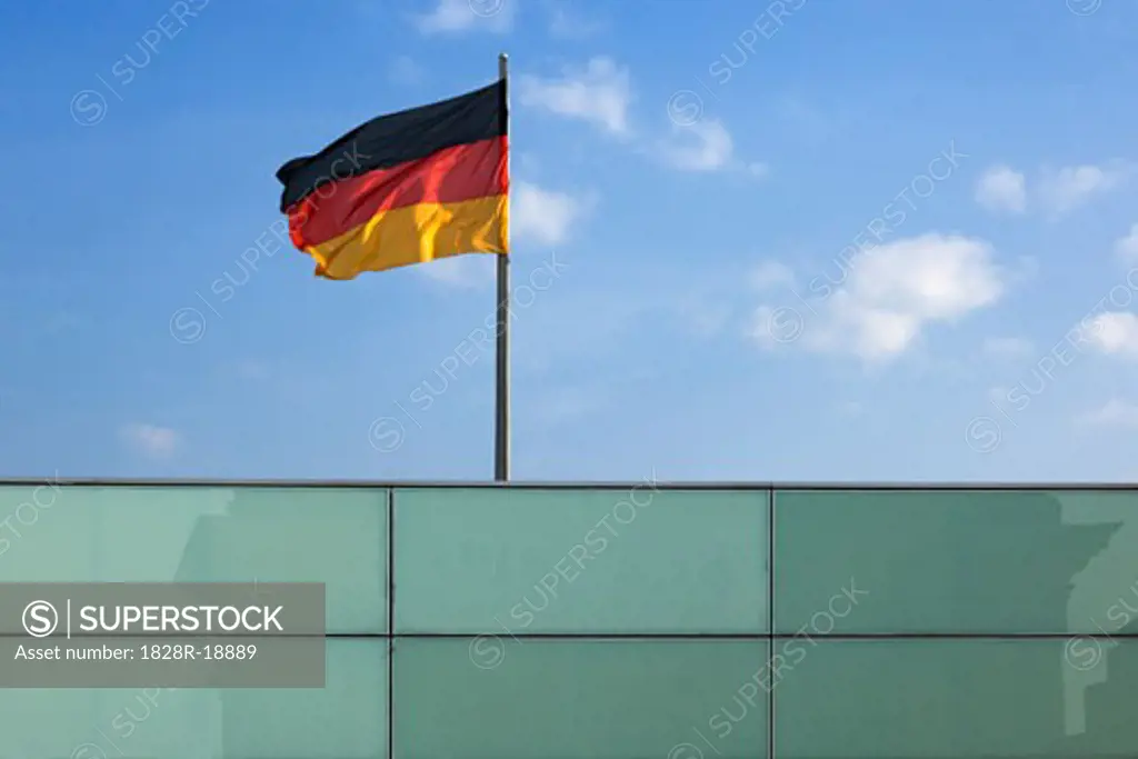German Flag on Reichstag Wall, Berlin, Germany   