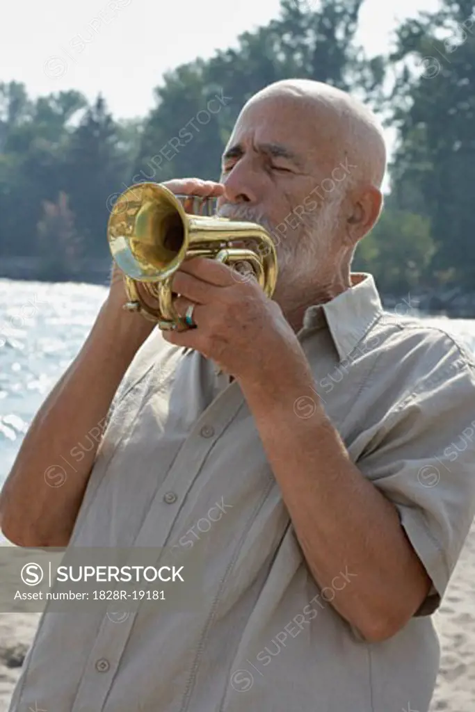 Man Playing Trumpet   