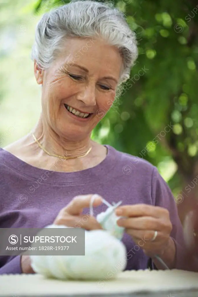 Portrait of Woman Knitting   