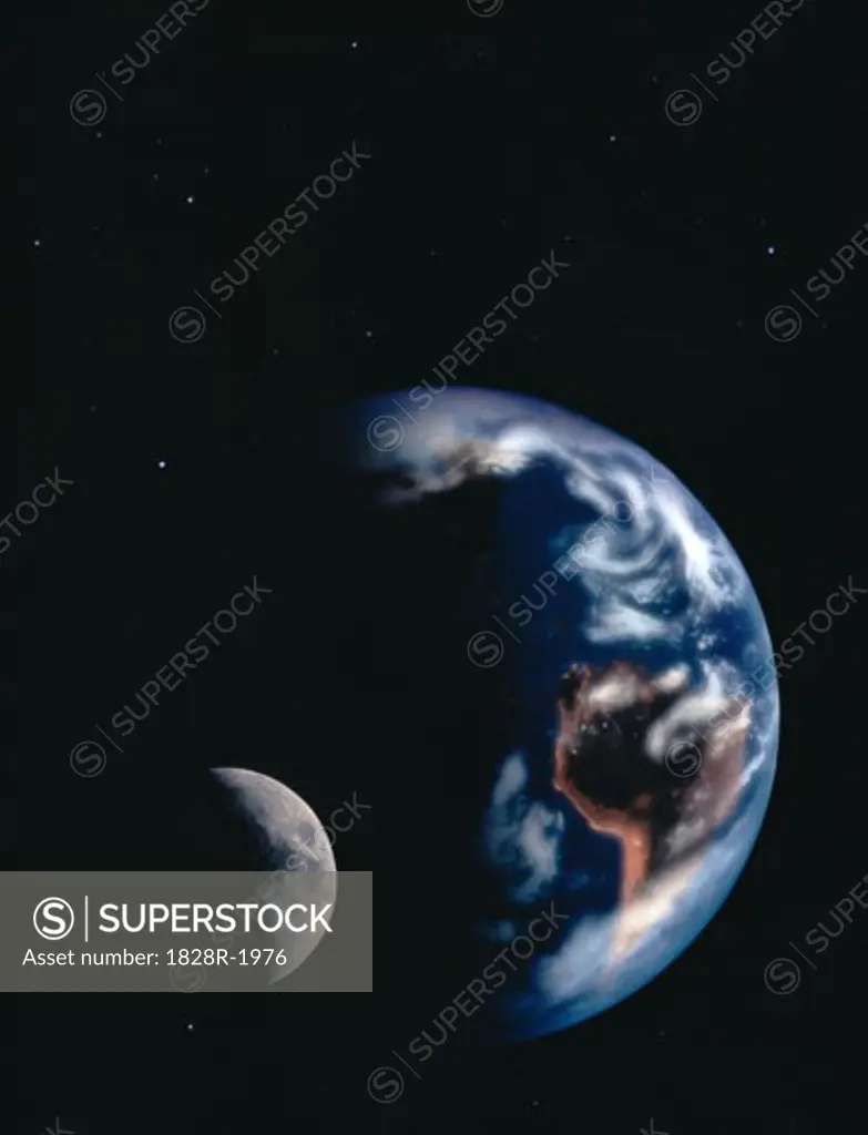 Earth and Moon in Space   