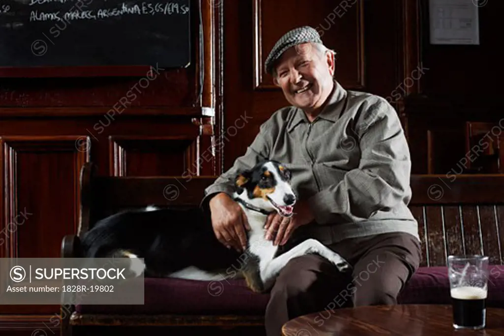 Man With Dog in Pub   