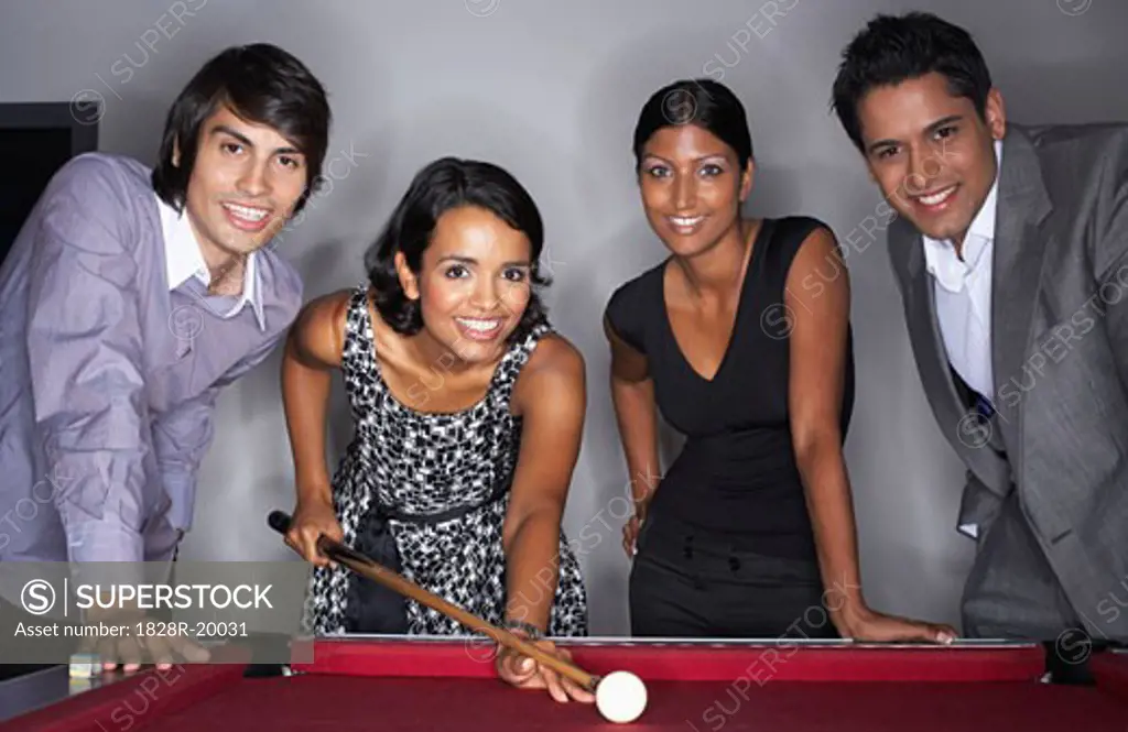 Business People Playing Pool   