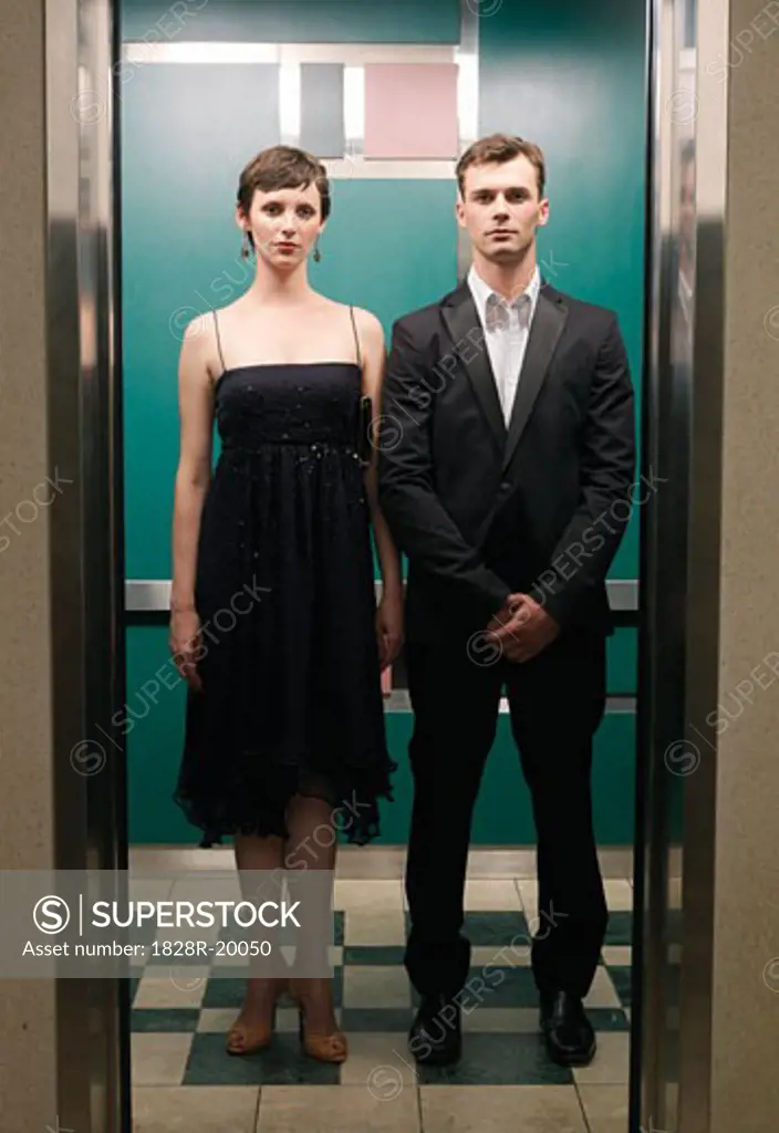 Portrait of Couple in Elevator   