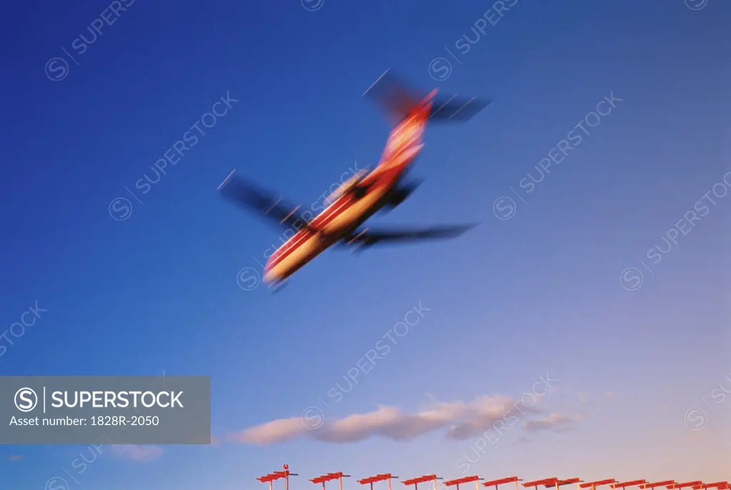 Blurred View of Airplane Landing   