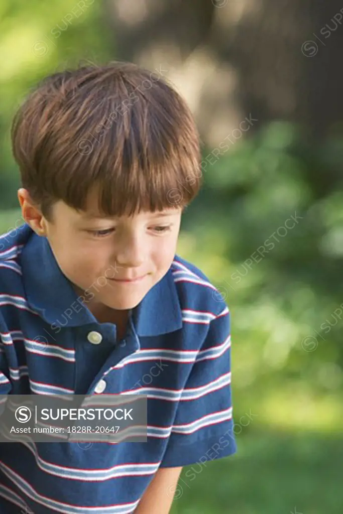Portrait of Young Boy Outdoors   