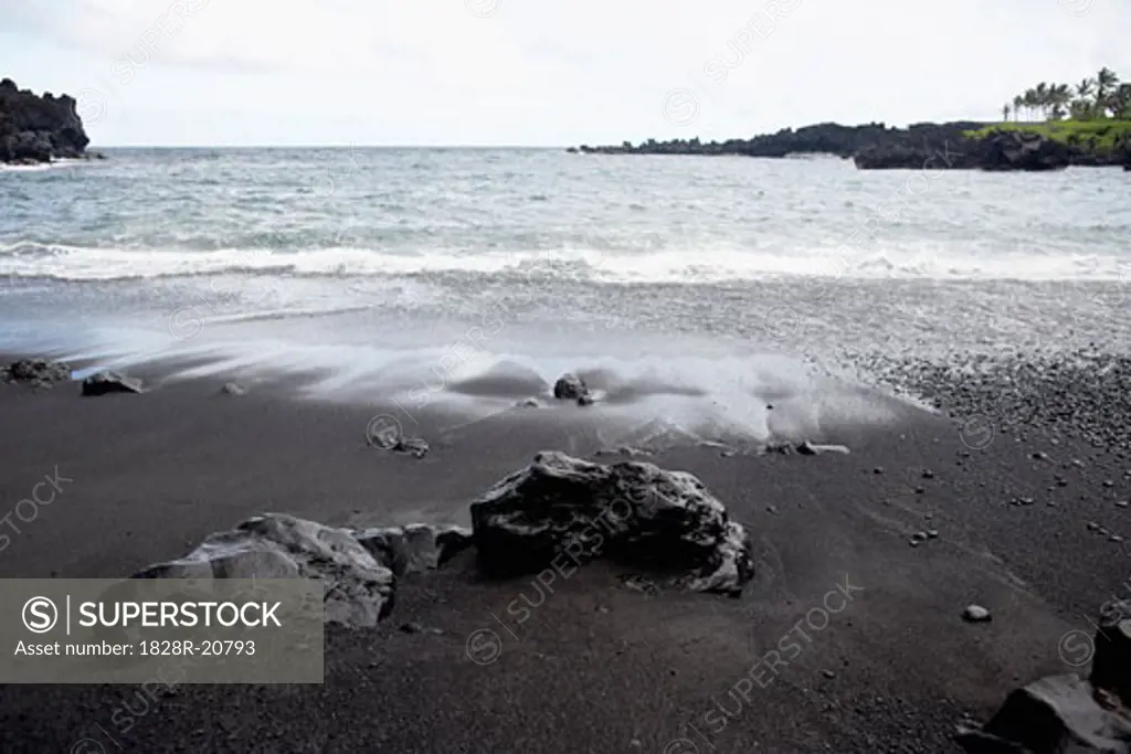 Volcanic Rock on Beach, Big Island, Hawaii, USA   