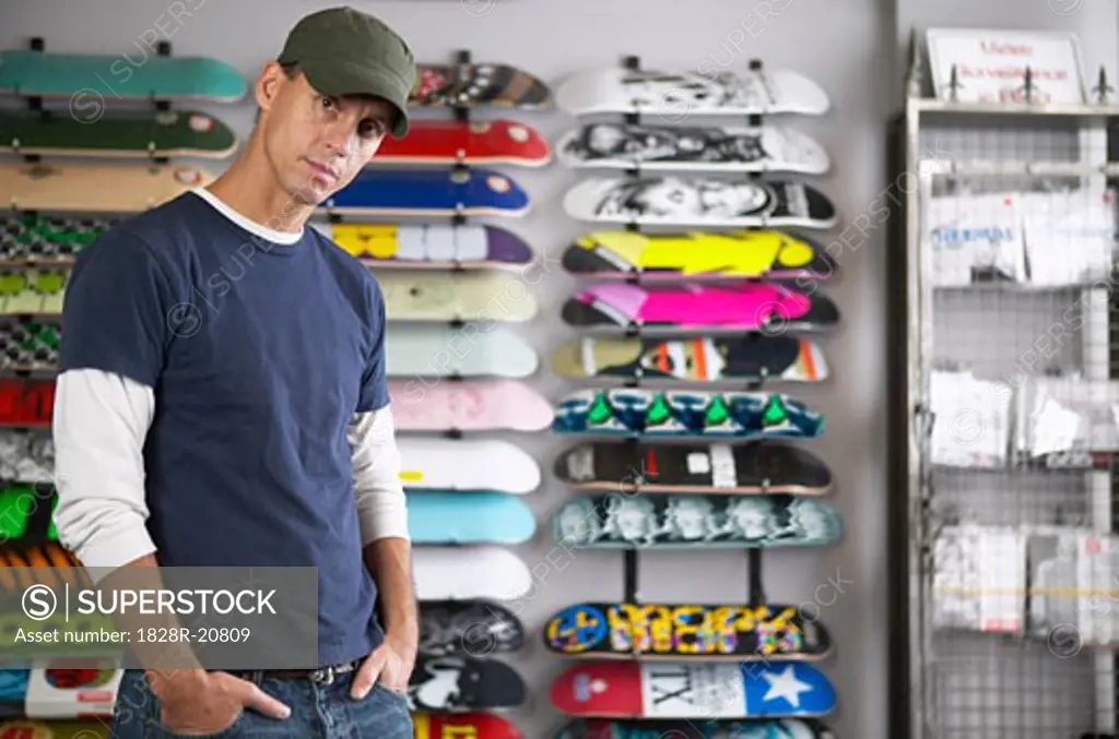 Portrait of Skateboard Shop Owner   