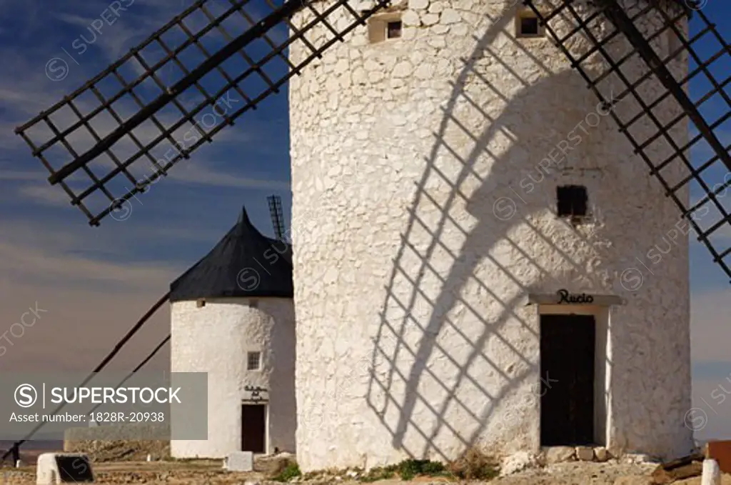 Exterior of Windmills, Castilla La Mancha, Ciudad Real Province, Spain   