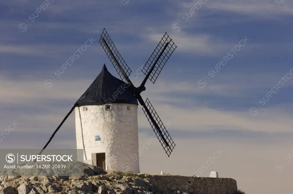 Exterior of Windmill, Castilla La Mancha, Ciudad Real Province, Spain   