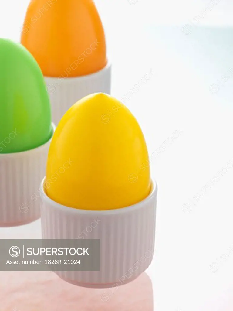 Easter Eggs in White Eggcups   