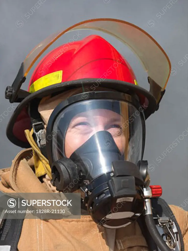 Portrait of Firefighter through Smoke   