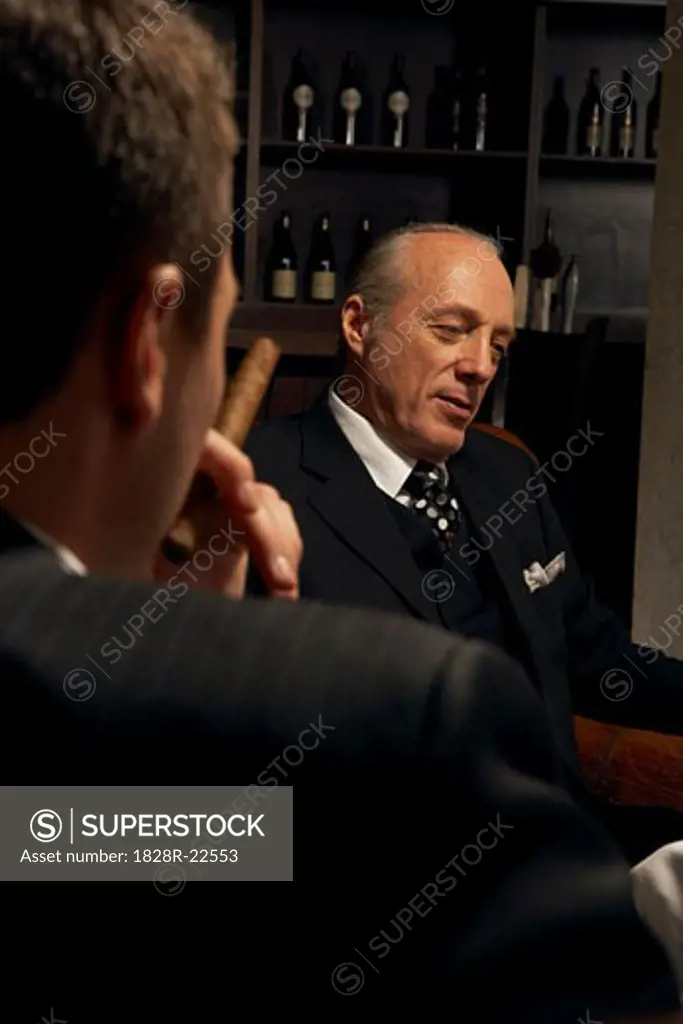 Men Chatting and Smoking Cigars   