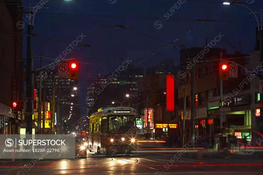 Street Scene at Night, Toronto, Ontario, Canada   
