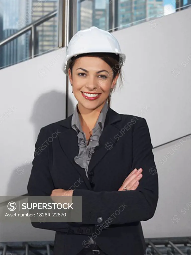 Portrait of Businesswoman in Hard Hat   