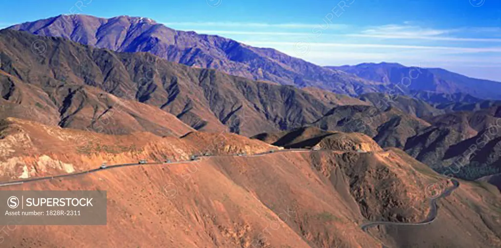 Overview of Mountains Tizi and Tichka Morocco   