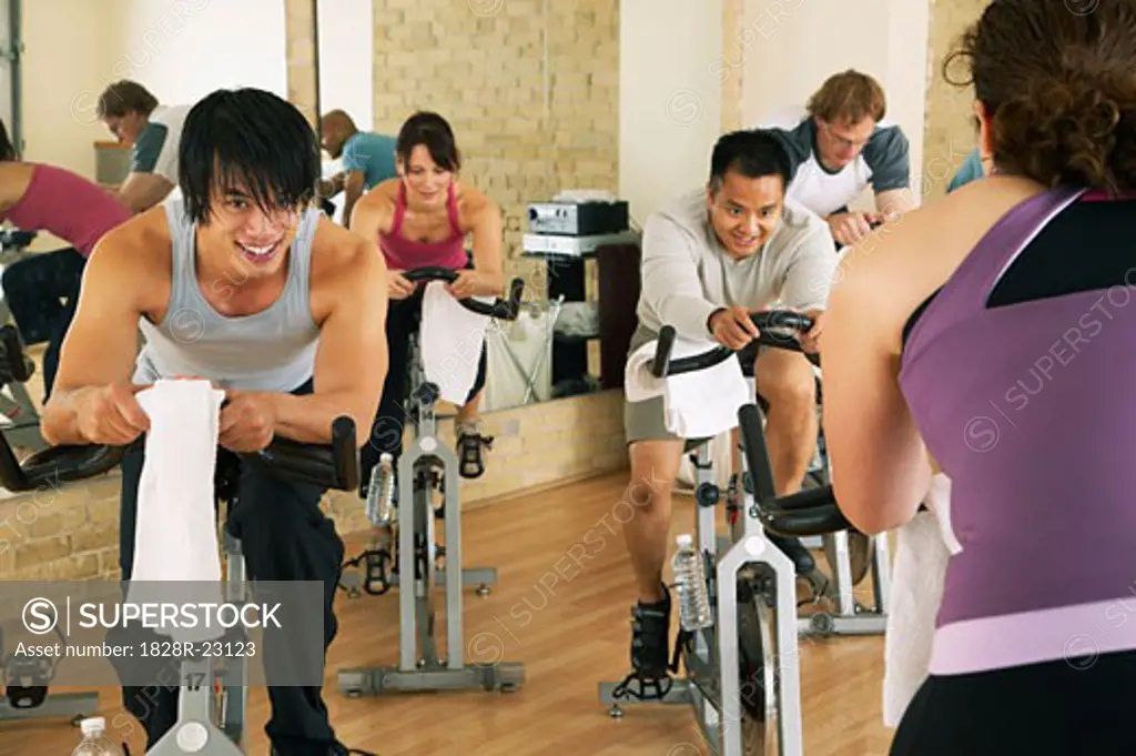 People in Spinning Class   