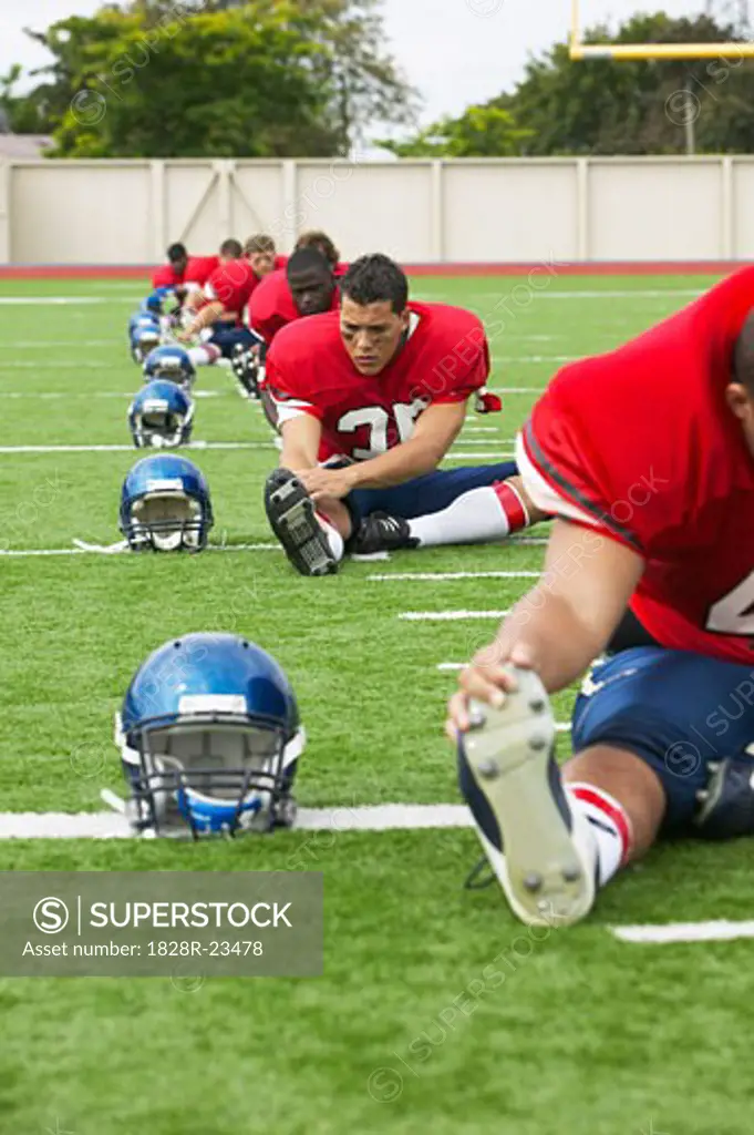 Football Players Stretching   