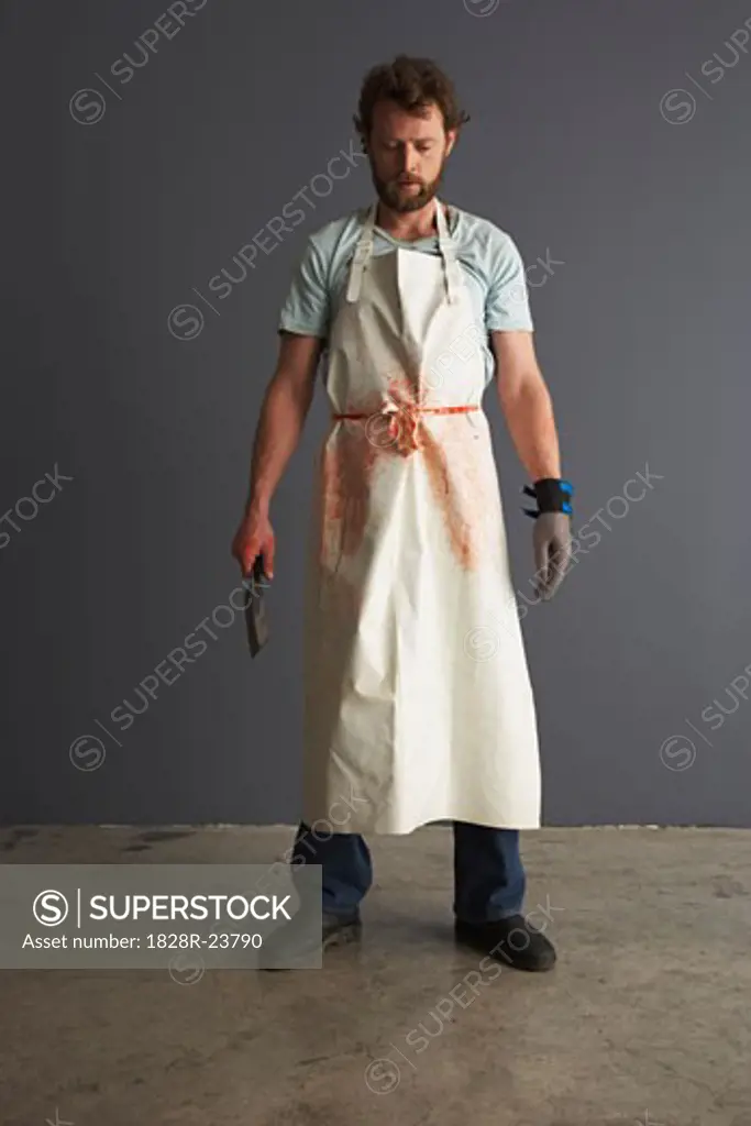 Portrait of Butcher with Cleaver   