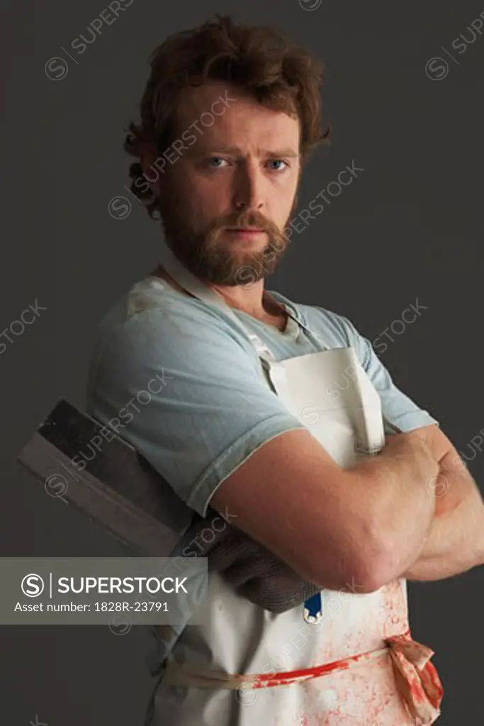 Portrait of Butcher with Cleaver   