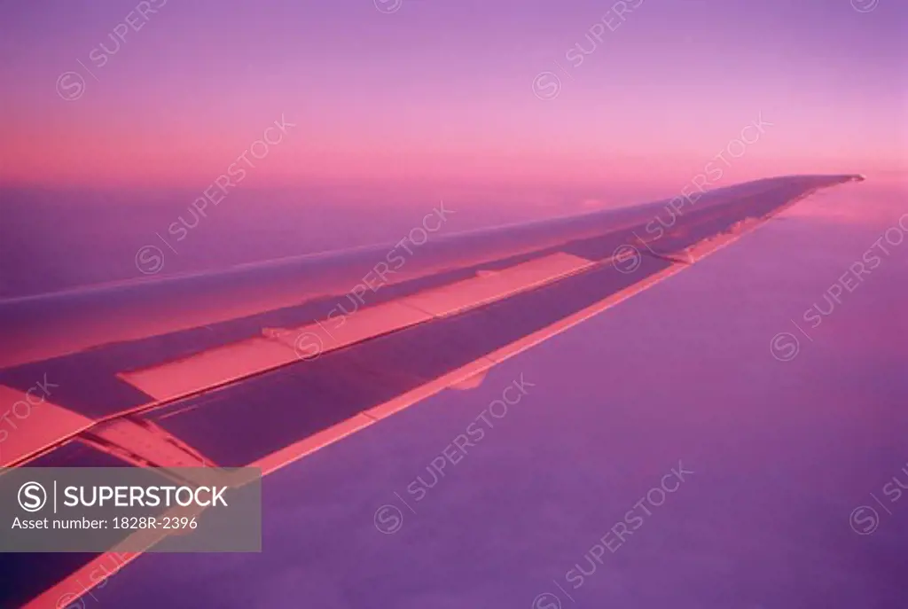 Airplane Wing at Sunset   