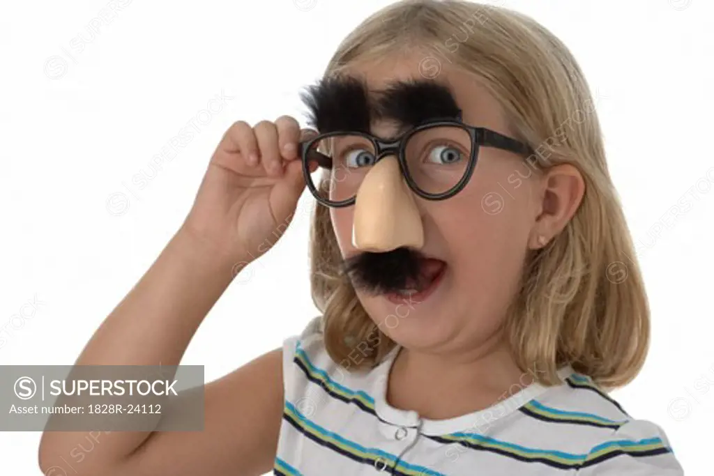 Girl Wearing Groucho Glasses   