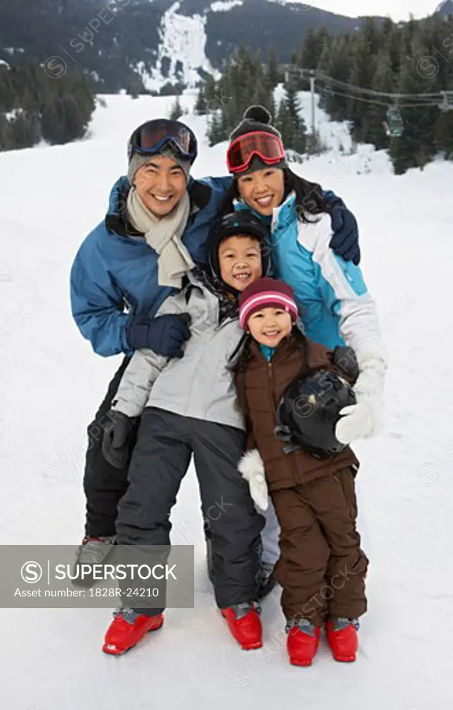 Portrait of Family on Ski Hill, Whistler, British Columbia, Canada   