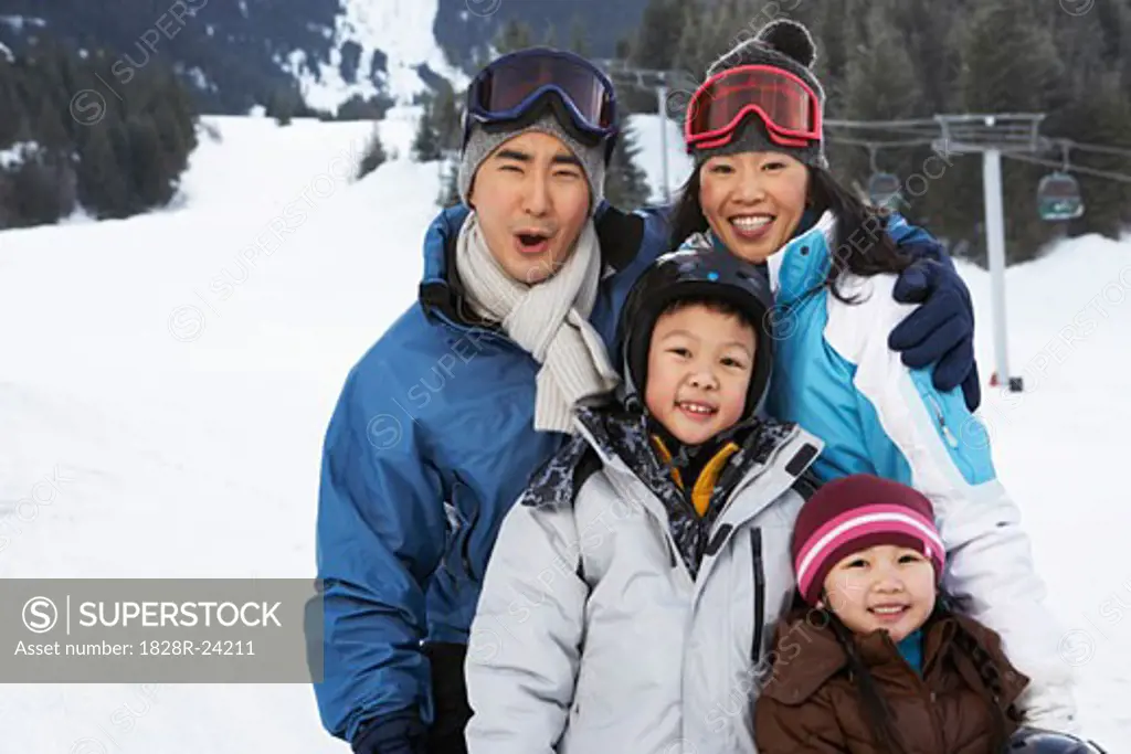 Portrait of Family on Ski Hill, Whistler, British Columbia, Canada   